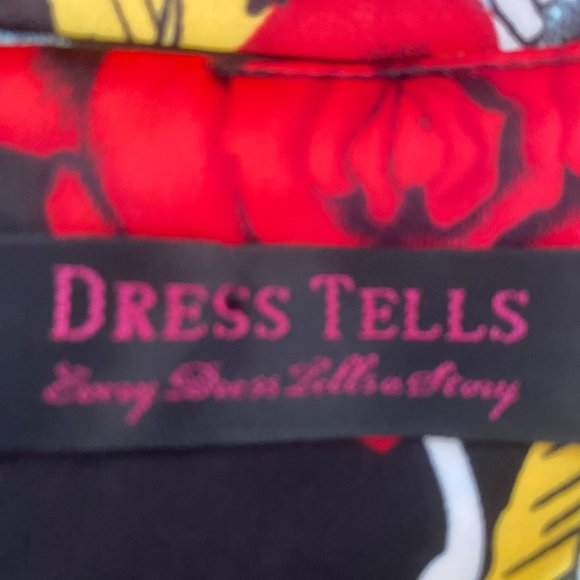 Dress Tells White Skulls Red Roses Satin Fit & Flare Rockabilly Dress NWOT Small - Picture 15 of 15